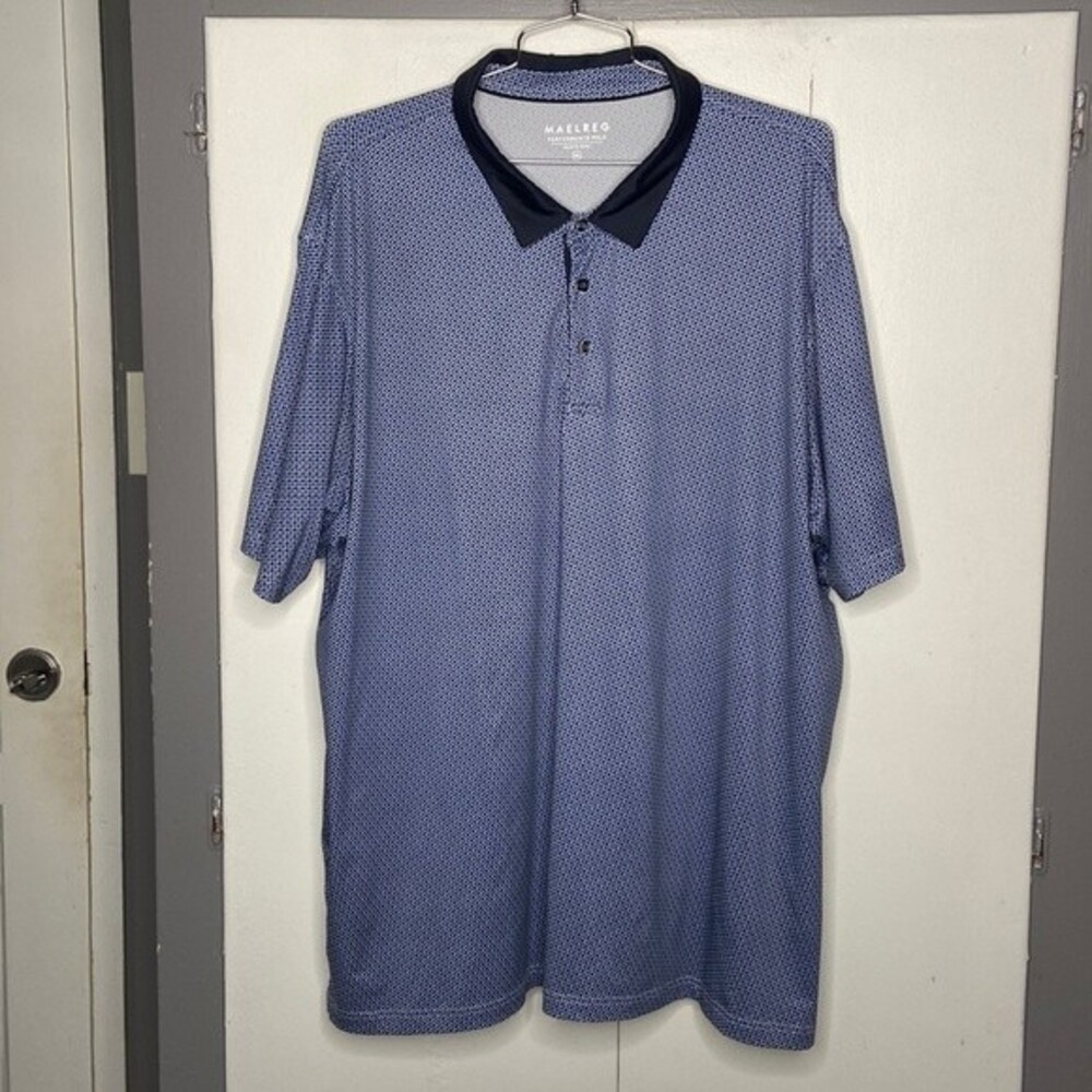 maelreg Mens performance short sleeve polo 3xl blue geometric